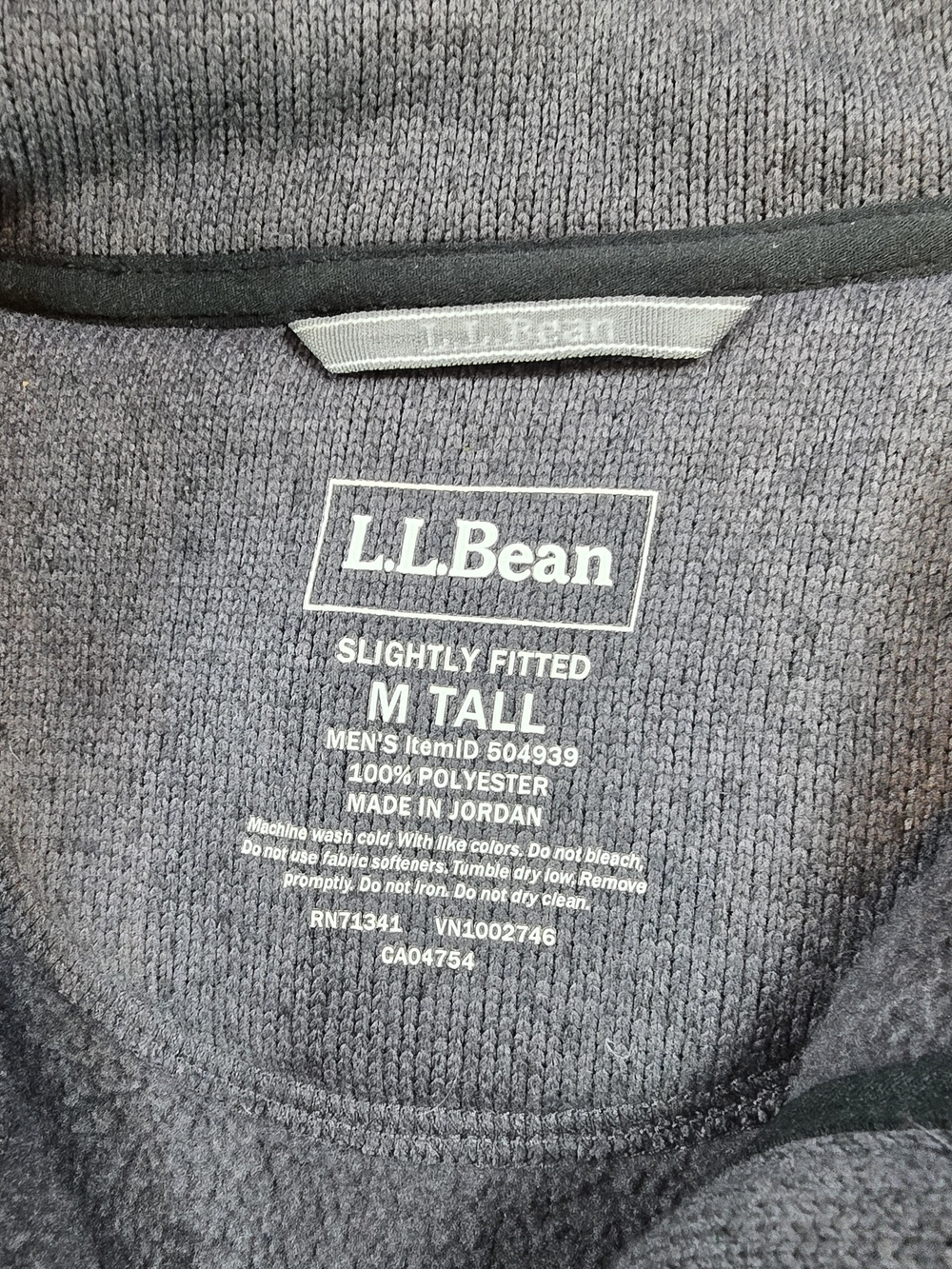 L.L. Bean Full Zip Jacket Mens Medium Tall Charcoal Gray Fleece Lined Outdoor - Picture 3 of 6
